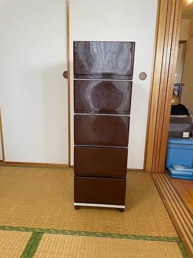 5段の引出収納ケース　茶