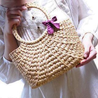 カンボジア直輸入☆ハンドメイド　水草かごバッグの画像