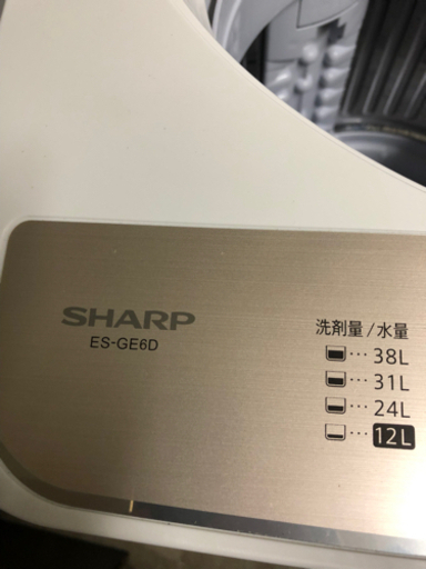 送料無料★2020年製★極上超美品 中古★SHARP 6㎏ 穴なし槽で節水・黒カビブロック!!槽の樹脂まるごと抗菌加工! 洗濯機　ES-GE6D