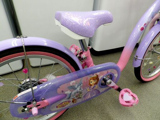 超美品！子供用自転車 18インチ ちいさなプリンセスソフィア パープル ヘルメット・補助輪・ワイヤーキー付き 女の子自転車　西岡店