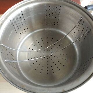 ステンレス　ガラス蓋　多機能鍋　中子付の画像