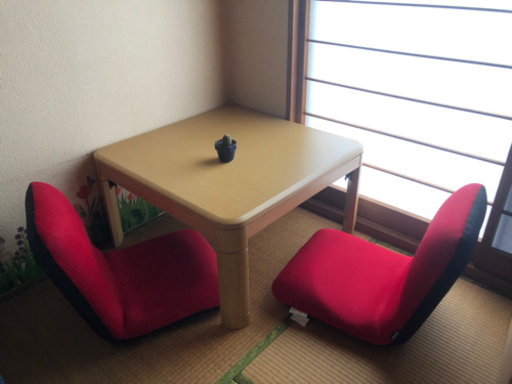 ニトリ折れ脚コタツ　和室椅子二つ付き(サボテン盆栽おまけ)