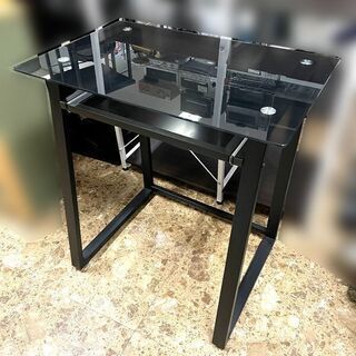 天板ガラス パソコンデスク W70×H73.5×D45cm ★同...