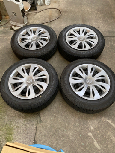 185/65R15 マツダ　スチールホイール　タイヤ4本セット　9分山　マツダホイールキャップ