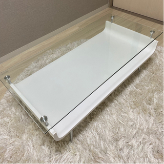 ガラステーブル⭐︎ローテーブル⭐︎白の画像