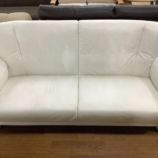2人掛けソファー ホワイト クスミ有り 合皮