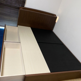 Granz 収納ダブルベッド コンセントヘッドライト マットレスセット 収納×2