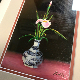 油彩 油絵 K.M 作 静物画 外寸(約)幅22×奥行2×高さ27.5cm 小物 壁掛け インテリアの画像
