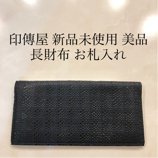 【ネット決済・配送】印傳屋　長財布　札入れ　財布　濃紺　鹿柄　新...