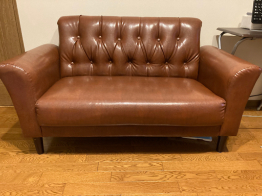 2人掛けレザーソファ　アンティーク調　ブラウン