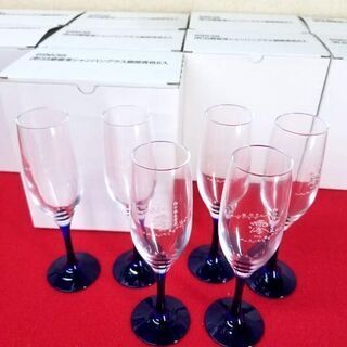 新品/未使用品 白壁蔵 澪 シャンパングラス 脚部青色 6個入り