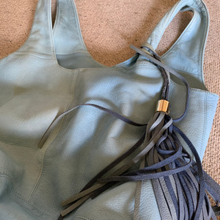 無料　水色の本革バック　蛇皮のベルト　中古　難ありの画像