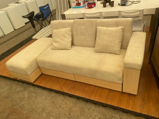 HK1083⭐️説明文必読‼️ ソファーベッド シングル 収納 引き出し スツール ソファベッド テーブル付き 幅206cm