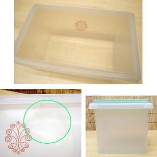 タッパーウェア オールドタッパー 長方形 角形 深型 32×19 エメラルドグリーン レトロデザイン シール/蓋 有り レトロ カワイイ 緑 ☆ PayPay(ペイペイ)決済可能 ☆ 札幌市 豊平区 平岸の画像