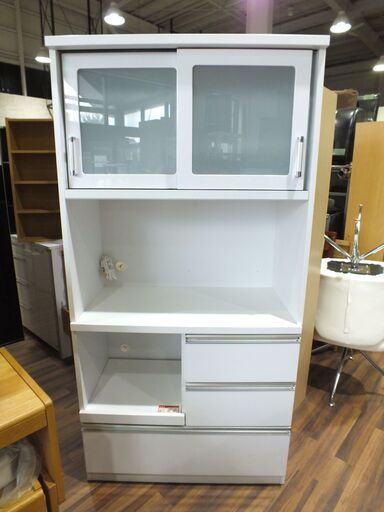 【苫小牧バナナ】セール商品☆入江木工 キッチンボード ピュア 90 オープンボード  ホワイト 幅90×奥行45×高さ183cm キッチン家具