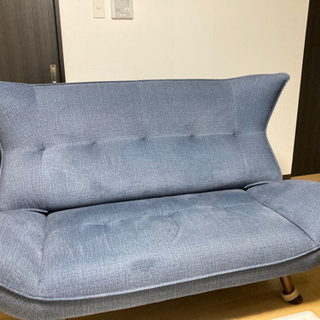 美品　2人掛けソファ　ゆったり　ブルー