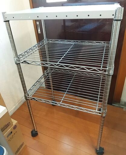 ホームエレクター Home erecta　W600×D450×H1000　３段　シルバー　キャスター付