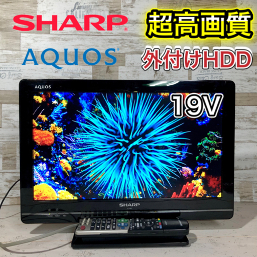 【すぐ見れるセット‼️】SHARP AQUOS 液晶テレビ 19型✨ 外付けHDD\u0026PC可能⭕️ 配送無料