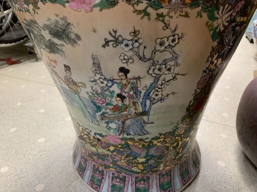 ★来店限定★▽飾り壺　宮廷画金彩花鳥図　骨董品　陶器　絵付き