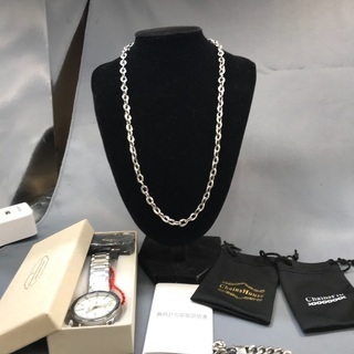 496◎メンズ　シルバーネックレス、ブレスレット、腕時計セット