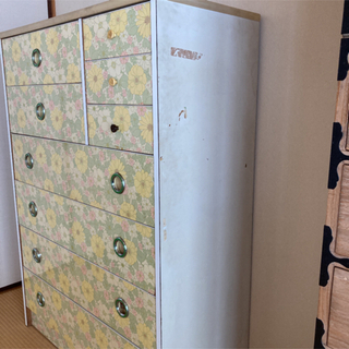 昭和レトロ 整理タンス 花柄 レトロ家具の画像