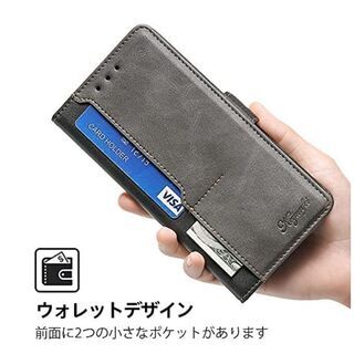 【新品・未使用】For Sony Xperia 1 III ケース 手帳型ケース AnnhanT SOG03 SO-51B スマホケース 手帳型カバー 横置き機能 ストラップホール付き カードポケット付き 高級PU合皮財布型 サイドマグネット スタンド機能 落下防止 耐衝撃 全面保護 Sony Xperia 1 III ケース 手帳型 対応 (ブラック+グレー)の画像