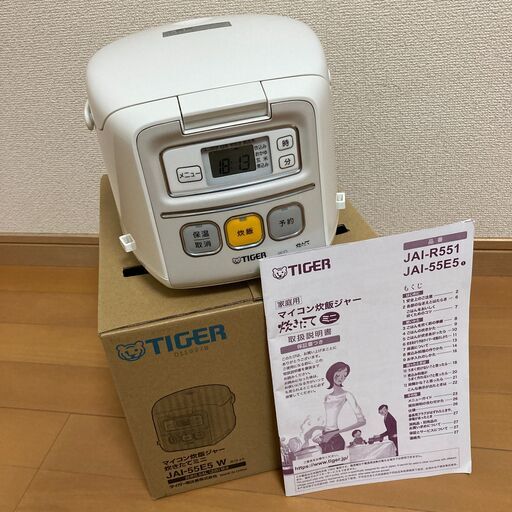 タイガー TIGER マイコン炊飯ジャー 3合炊き JAI-55E5 炊飯器 炊きたてミニ ホワイト