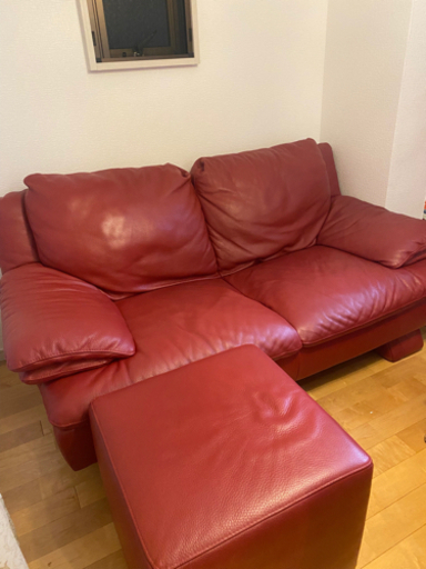 美品★イタリア製 レザー ソファー 赤