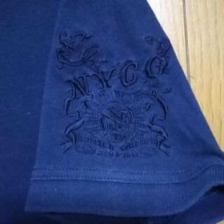 紳士服ポロシャツ (サイズが合えば兼用)ゴルフメーカー？George サイズL　古着　紺色 カノコ布地の画像