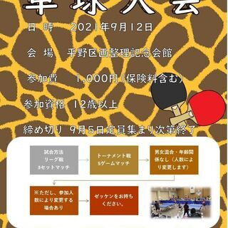 東住吉区　卓球大会　kukaku　卓球大会