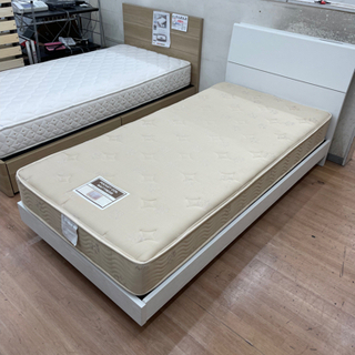 シングルベッドセット マットレス付き コンセント2個付 白?自社配送時?代引き可?※現金、クレジット、スマホ決済対応※