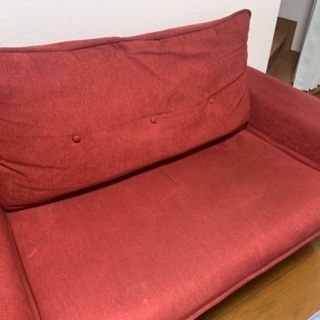 ソファ　2人掛け　赤色の画像