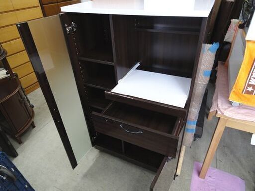 レンジボード 幅75×奥行39.5×高さ118cm キッチン収納 ミドルレンジボード レンジ台 木目調 ブラウン 札幌市 中央区