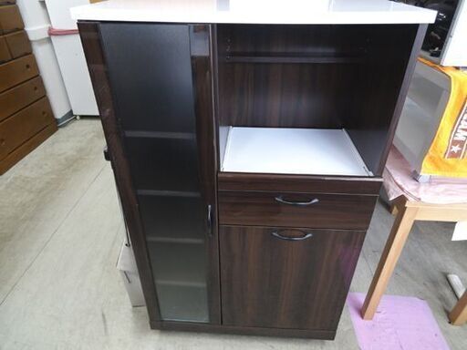 レンジボード 幅75×奥行39.5×高さ118cm キッチン収納 ミドルレンジボード レンジ台 木目調 ブラウン 札幌市 中央区