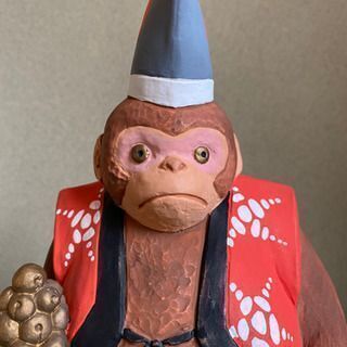 博多人形　お猿の三番叟　卓越技能保持者　親夫作の画像