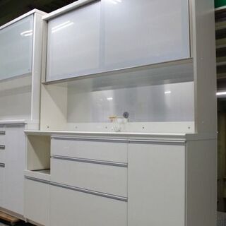パモウナ  ソフトクローズ 大型ワイド160cm キッチンボード レンジボード 日本製 Pamouna 食器棚 中古家具 店頭引取歓迎 R3904)
