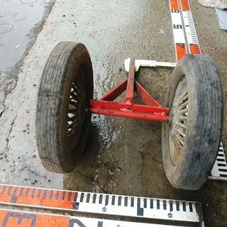 ②移動車輪 中古 角軸 双輪250ｍｍ ホンダ ヤンマー クボタなどの管理機や耕運機に 農機具 家庭菜園 畑の画像