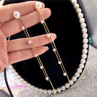 パール　ロングピアス　チェーンピアス　ピアス