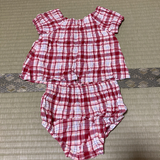 女の子　80cm チェックの上下セットの画像