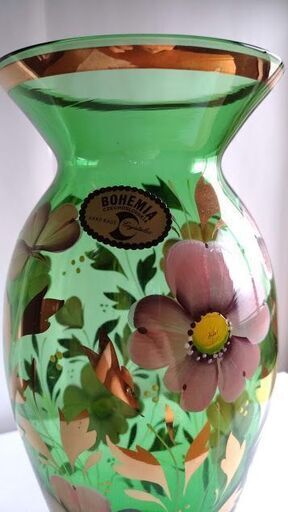 ボヘミアグラス　花瓶　チェコスロバキア　未使用