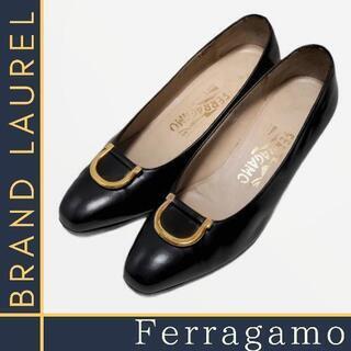 サルヴァトーレ フェラガモ 黒 ブラック レザー ガンチーニ 美...