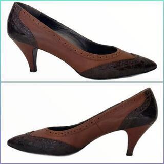 Pierre Cardin ピエールカルダン ブラウン レーシー パンプス Lの画像