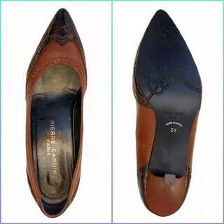 Pierre Cardin ピエールカルダン ブラウン レーシー パンプス Lの画像