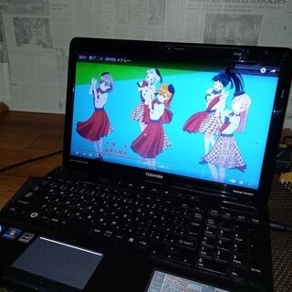 値下げ！管理番号 T55003　SSD仕様　テレビが見られる　ブルーレイも　東芝製　DYNABOOK　T550T4BB　地デジ付ノートパソコン　新品SSD　１５．６インチ大画面　WIN7＆WINDOWS10　64bit home デュアルブートWIFI内蔵　DVD鑑賞　YOUTUBE動画　音楽鑑賞　グーグルクローム　ITUNES　OPENOFFICE　VLCmediaplayerインストール済　すぐに使える　USB2.0*4 eSATA ブルーレイの画像
