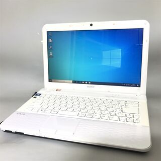 ホワイト色 Windows10 中古良品 14型 SONY VAIO VPCEK33FJ ノートパソコン AMD 4GB 500GB DVDRW 無線LAN WiFi Webカメラ Office済