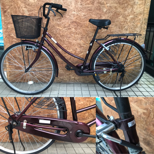 SANTOS サントス ワインレッド シティサイクル26インチ シングルギア2019 お買い物 街乗り