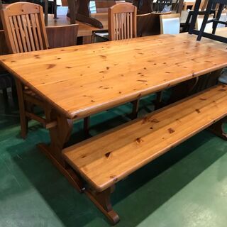 【愛品館八千代店】ベンチダイニング4点セット　パイン材　180【...