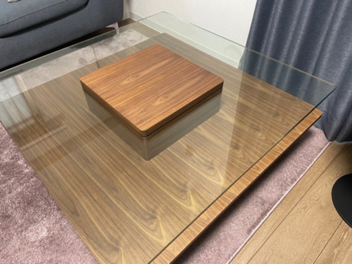 ガラス　センターテーブル　100×100×35