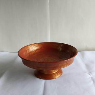 高坏盆　朝陽　三木表悦作　金糸目塗菓子器　未使用