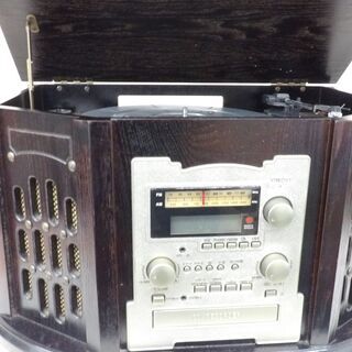 ★ジャンク品 総通 アンティーク調 レコードプレイヤー CD カセット ラジオ◎の画像